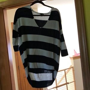 Navy blue and white striped sweater